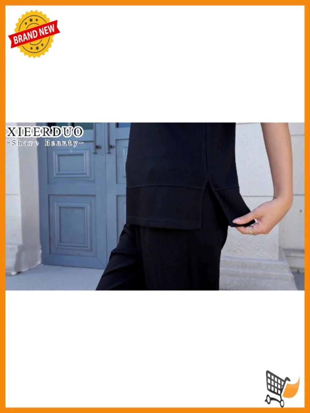 Side Slit Lounge Set - 2 Piece Wide Leg Tracksuit with Pockets - Picture 5 of 6